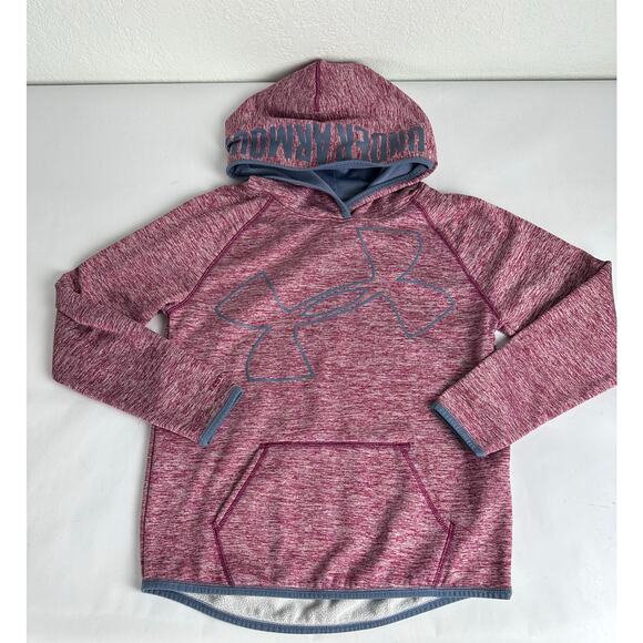 Under Armour Youth Large Coldgear Lightweight Hoodie Sweatshirt Fleece Purple - Picture 5 of 9